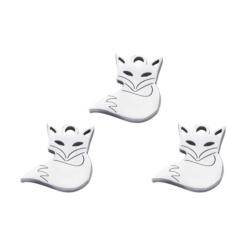 7958 20 pcs 304 Stainless Steel Charms Fox Charms for Jewelry Making Crafts
